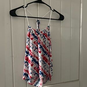 Red and Blue Tie-Dye Spaghetti Strap Top